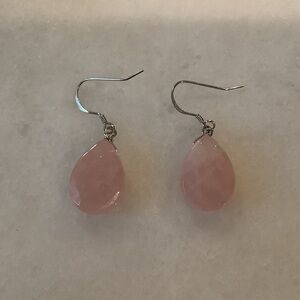 Pink Teardrop Dangle Earrings with Sterling Silver Hooks, Brand New